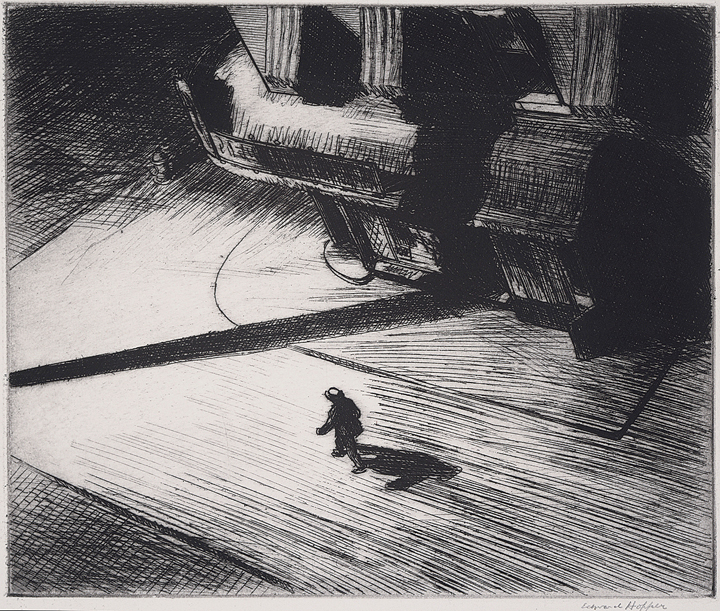 Grabado Night Shadows de Edward Hopper